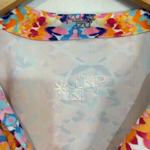 Tzu Tzu Womens Polo Stretch Short Sleeve Abstract Golf Tennis Shirt Top M - Picture 7 of 10